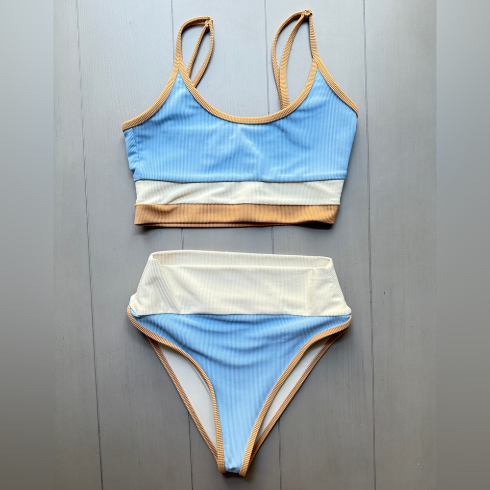 Beach Riot Blue and Cream Swimwear